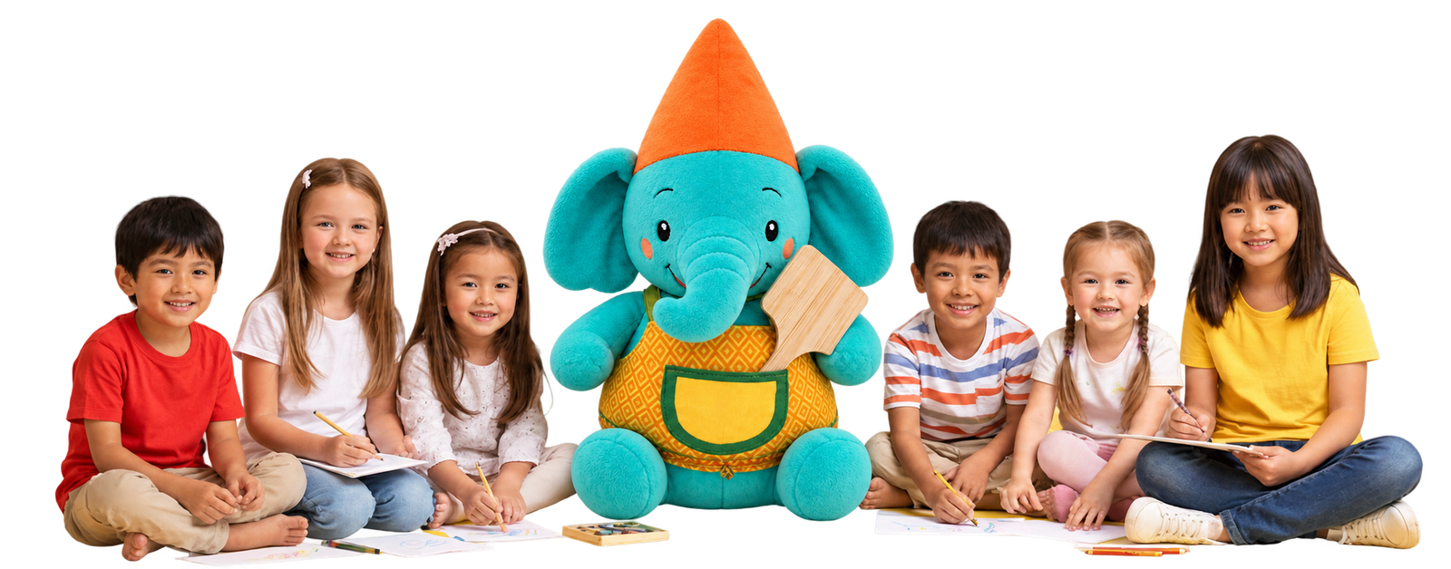 Chang the elephant with children