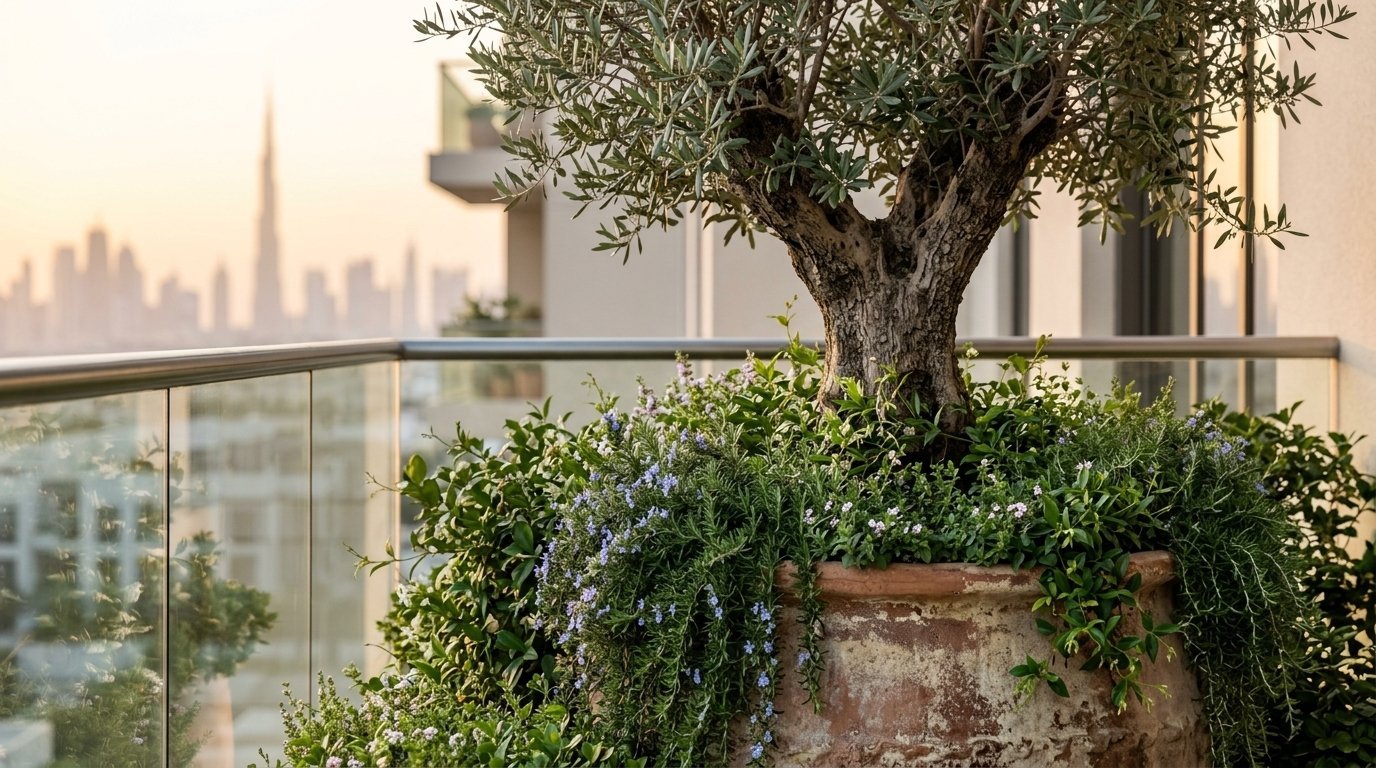 Baan Paa Home Jungle balcony landscaping Dubai with mature statement tree