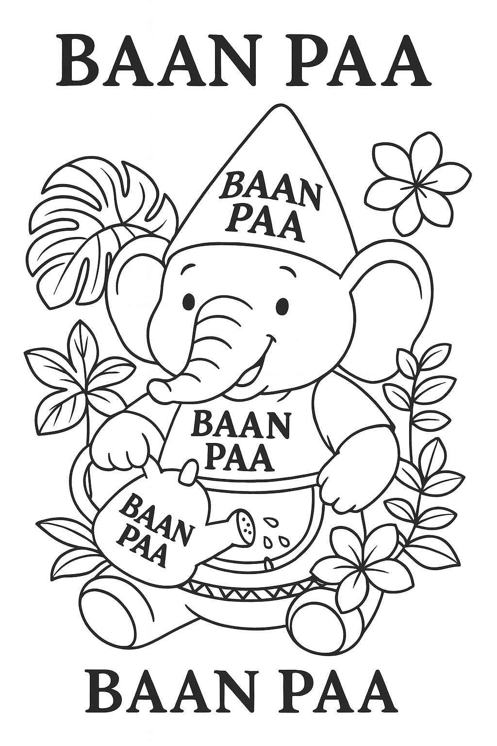 Chang Chokdee (Sitting) Coloring Sheet