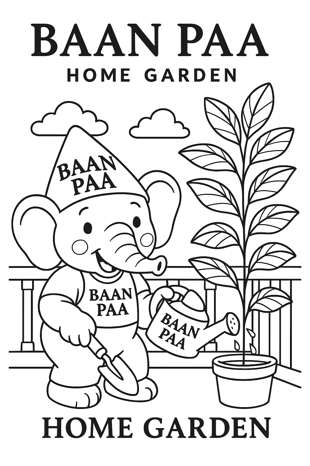 Chang Chokdee (Watering) Coloring Sheet