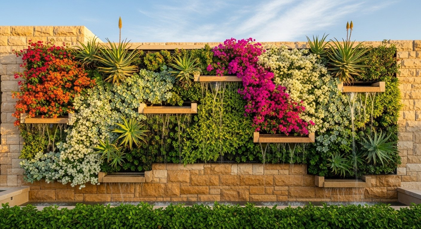 Luxury vertical garden installation by Baanpaa on a Dubai balcony.