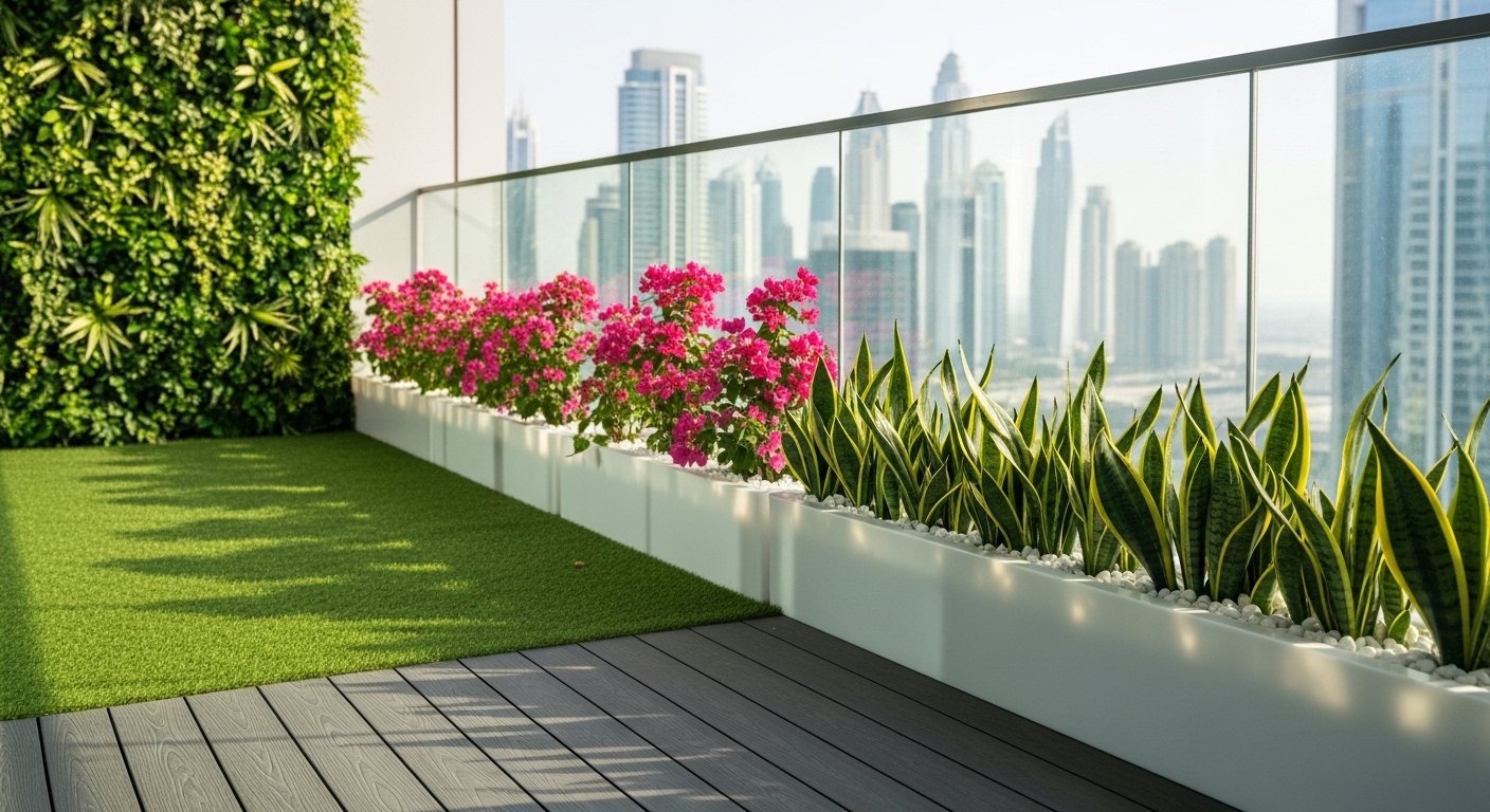 Professional apartment landscaping and balcony design in Dubai by Baanpaa.